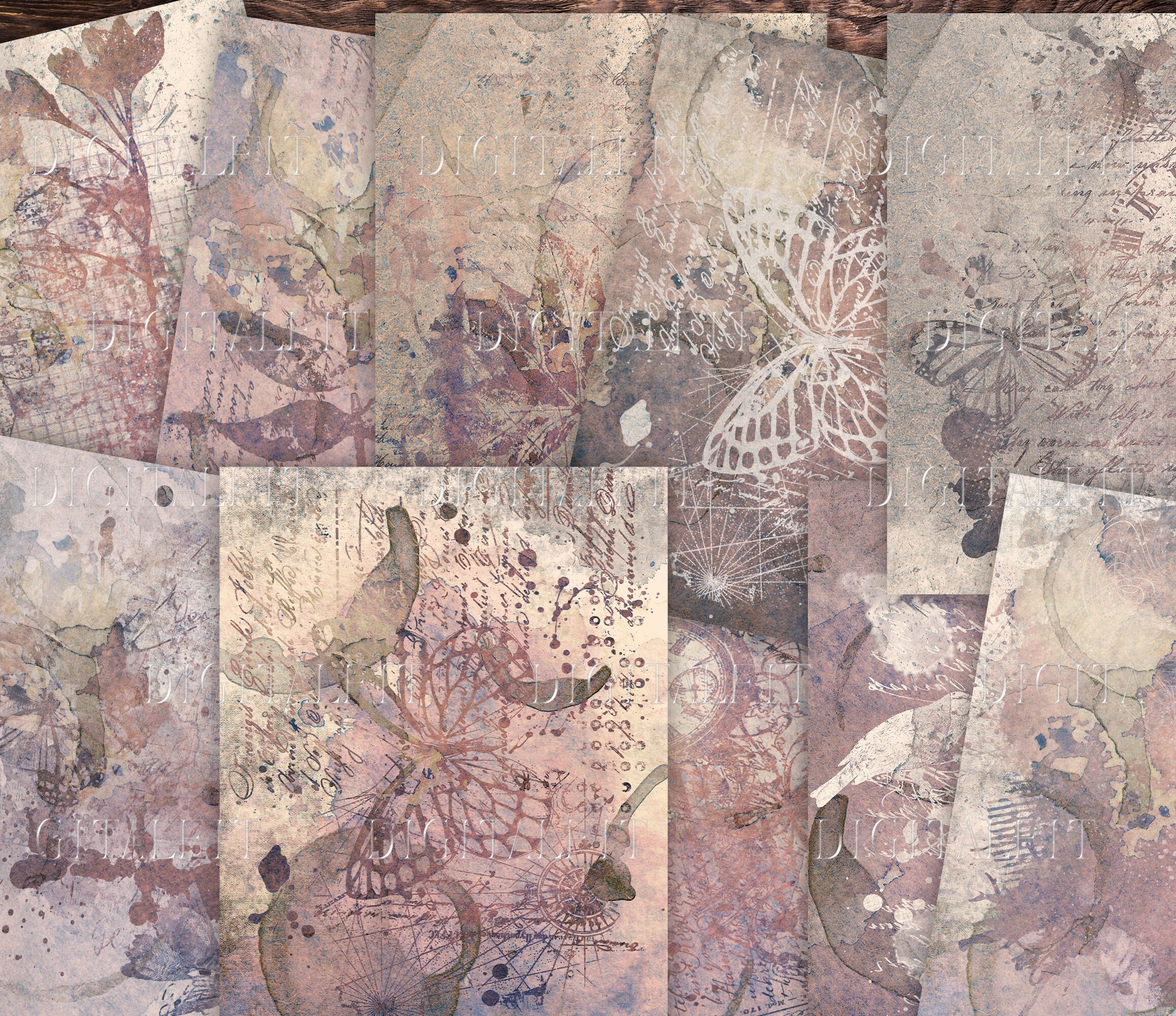 Grunge Digital Paper, 10 Junk Journal Pages, Instant Download - Etsy