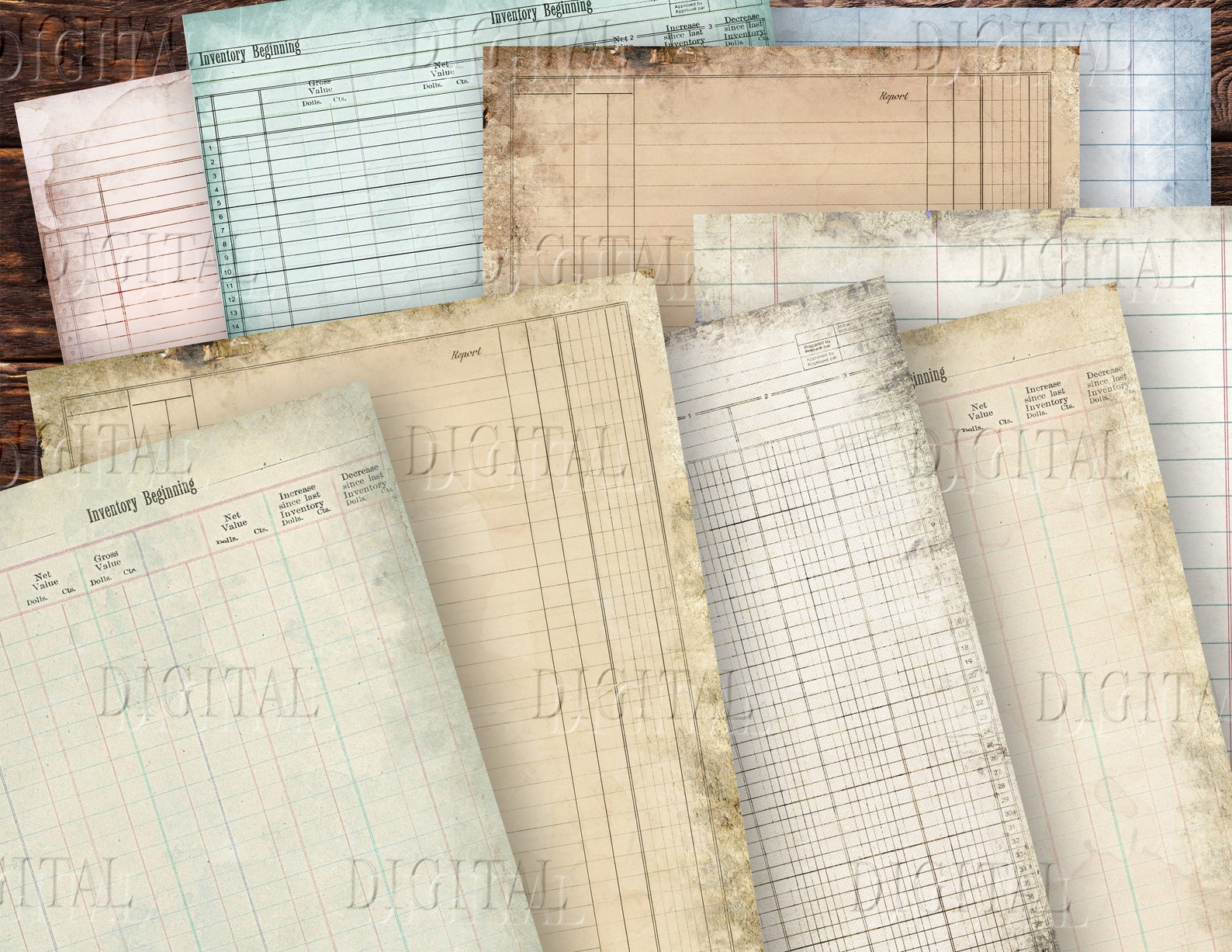 Printable Ledger Paper 15 Ledger Junk Journal Pages Old Etsy
