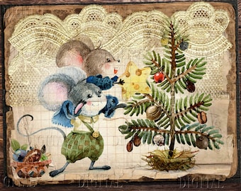 Cute Christmas Junk Journal Pages, 8 Lace Pages, Instant Download, PDF