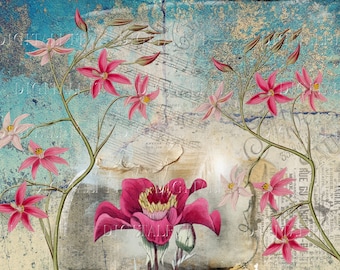 Floral Junk Journal Kit: Vintage Ephemera, Tags, Pockets (Digitaler Download)