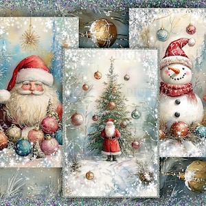 Juego de tarjetas navideñas caprichosas. 18 medias páginas de Junk Journal, 5.5 x 8.5 pulgadas.