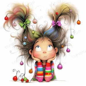 36 JPG Clipart di ragazze stravaganti di Natale, uso commerciale, effimere stravaganti, download immediato