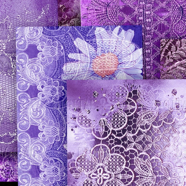 Purple Antique Lace Junk Journal Pages Lavender Pink Papers Pack PDF