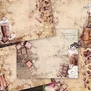 Chocolate Junk Journal-paginaset, afdrukbare pagina's, scrapbooking, kaarten maken, papier