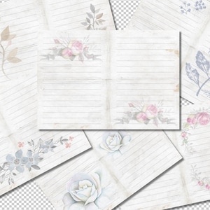 Pagine di diario spazzatura stampabili, carta per quaderno shabby, carta digitale a righe, 11" x 8,5", scrapbooking, download immediato