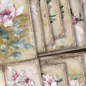 Pages doubles magnolia, papier de journal indésirable botanique, pages de journal indésirable fleurs roses, PDF