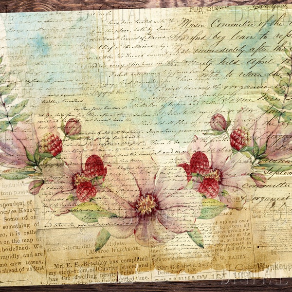 Farm Flowers Junk Journal Inserts, Cottage Flowers, Country Living Scenes, PDF