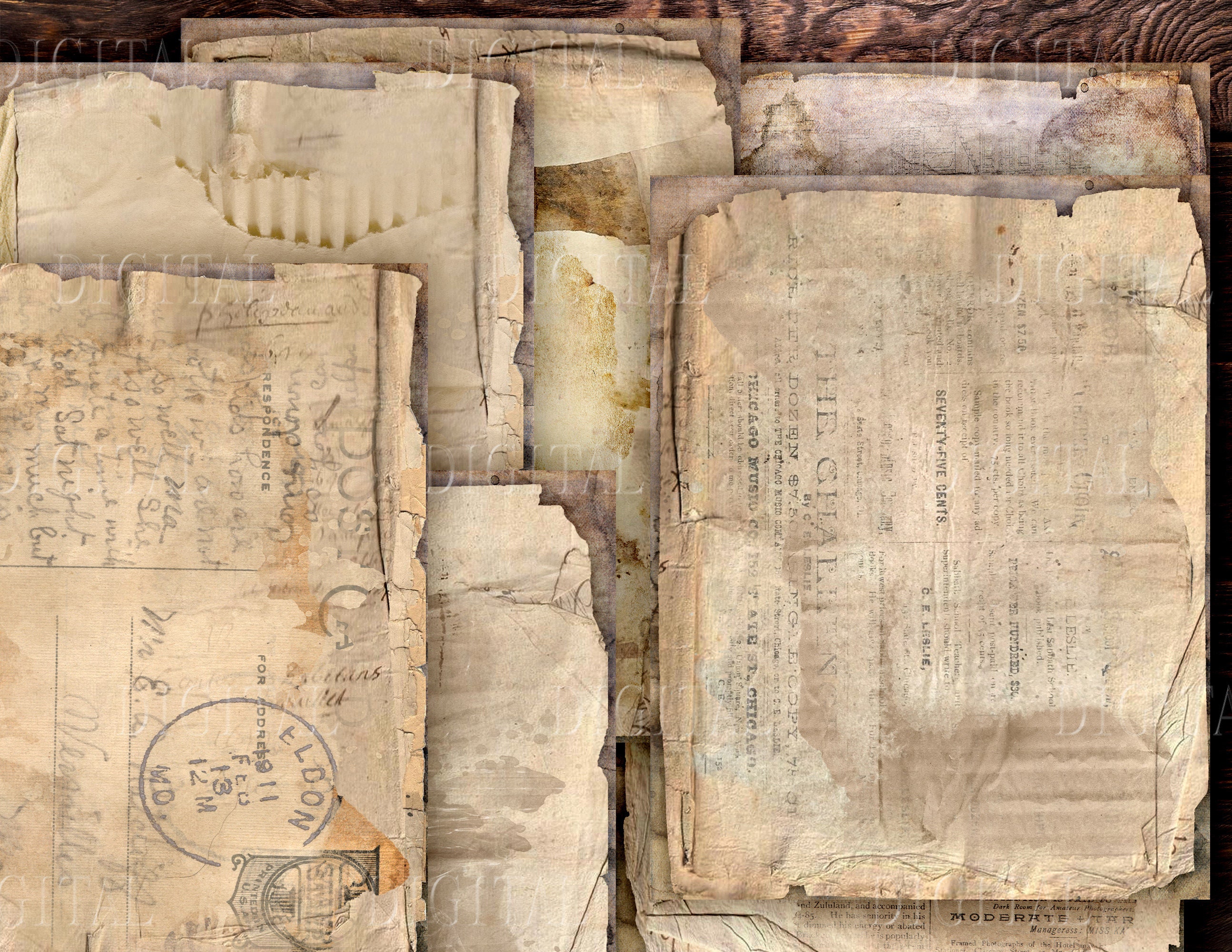 Distressed Aged Paper 7 Antique Textures Pages Vintage