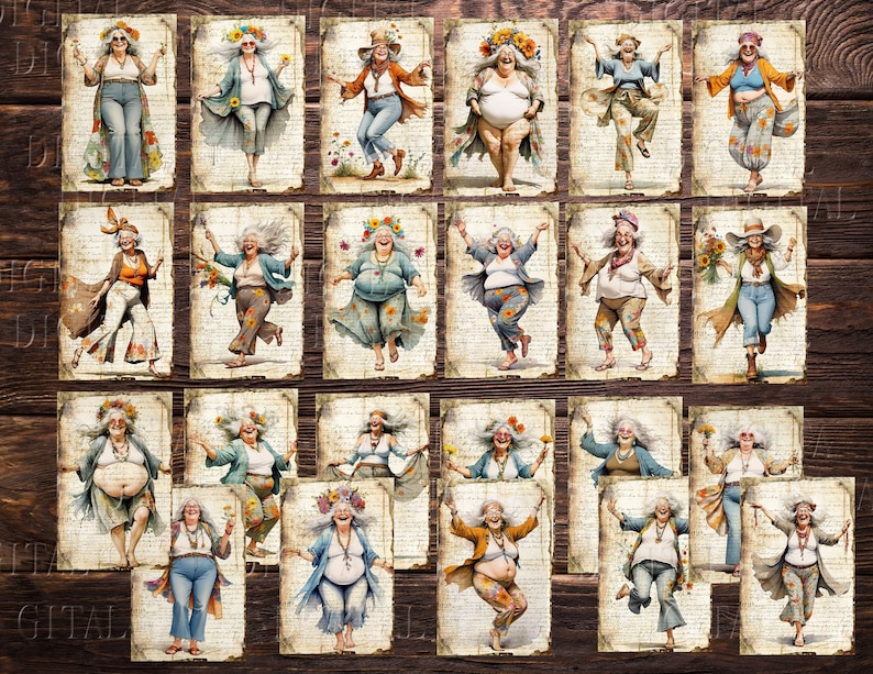 Hippie ladies joyful expressions and lively dancing poses will add personality and positive energy to every project. DigitalFit Etsy Store: https://www.etsy.com/shop/DigitalFit