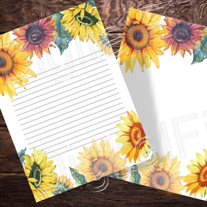 Watercolor Sunflower Digital Paper, Floral Digital Paper