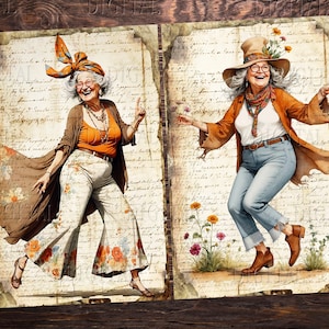 funny hippie old ladies the perfect combination of humor, bohemian style and antique charm. DigitalFit Etsy Store: https://www.etsy.com/shop/DigitalFit