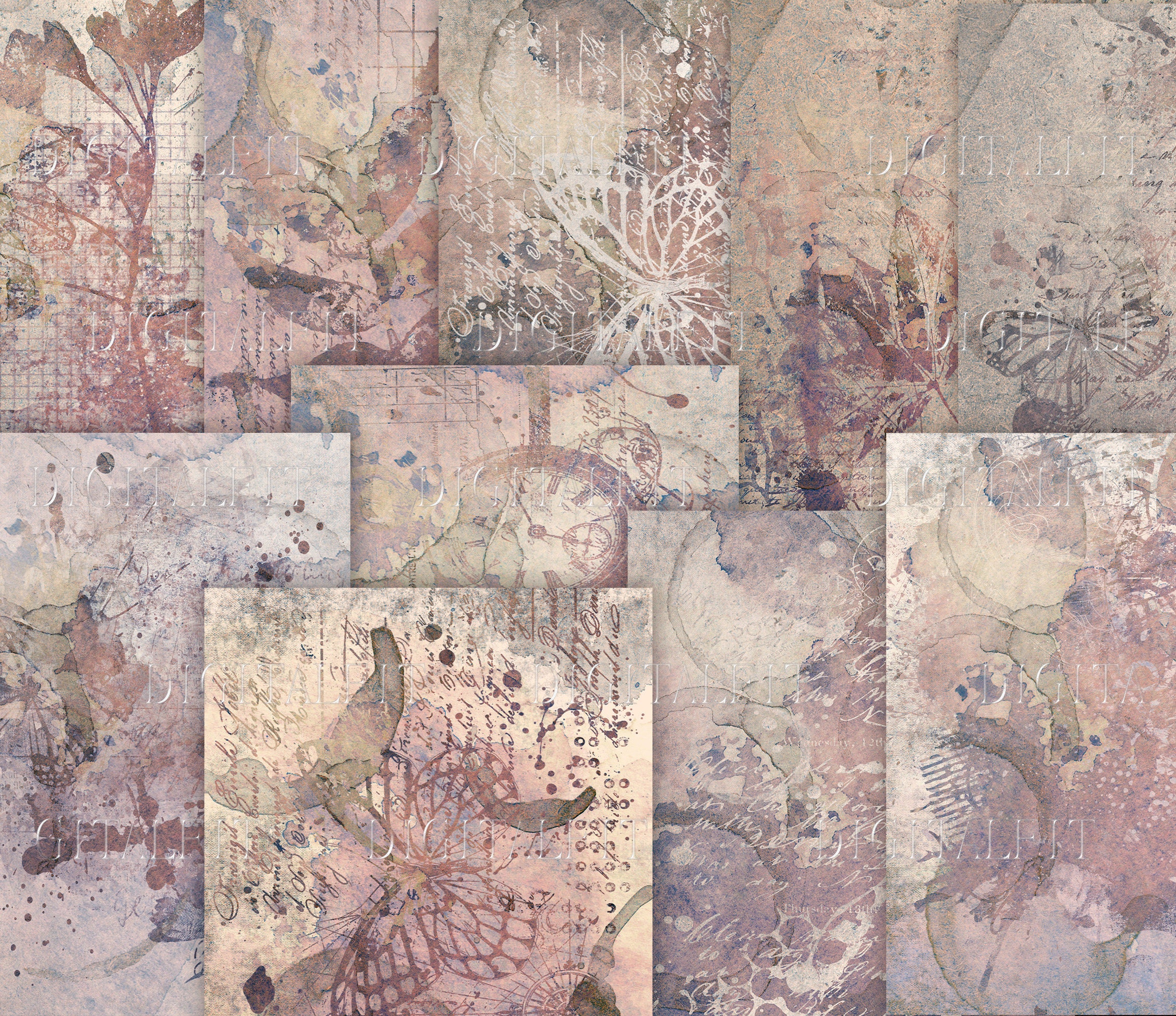 Grunge Digital Paper, 10 Junk Journal Pages, Instant Download - Etsy