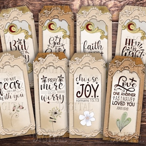 Christian Bookmarks Set,  8 Bible Verse Bookmarks, Christian Quotes Bookmarks, PDF