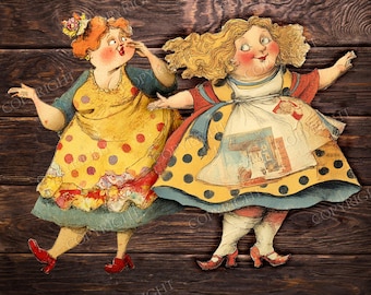 Printable Paper Dolls for Collage, 20 Fussy Cut Papercraft Dolls, PDF