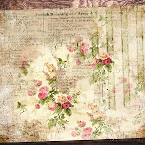 Papel floral grunge, 8 páginas de diario basura, hoja de collage vintage, PDF