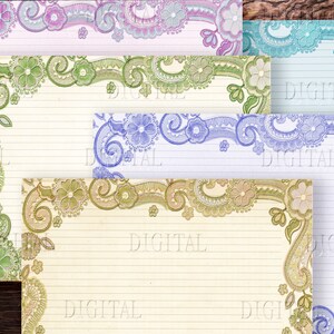 12 leere linierte Seiten, bunte Vintage Rahmen, Junk Journal Printable Papiere, PDF