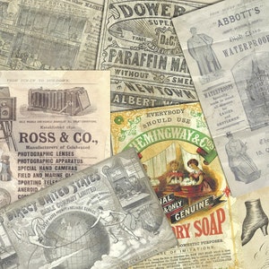 Vintage Digital Ephemera - Graphic Art - JPG Digital Kit -Junk Journal - 7 JPG files