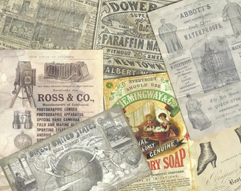 Vintage Ephemera Graphics Kit: Junk Journal Art (7 jpg-bestanden)