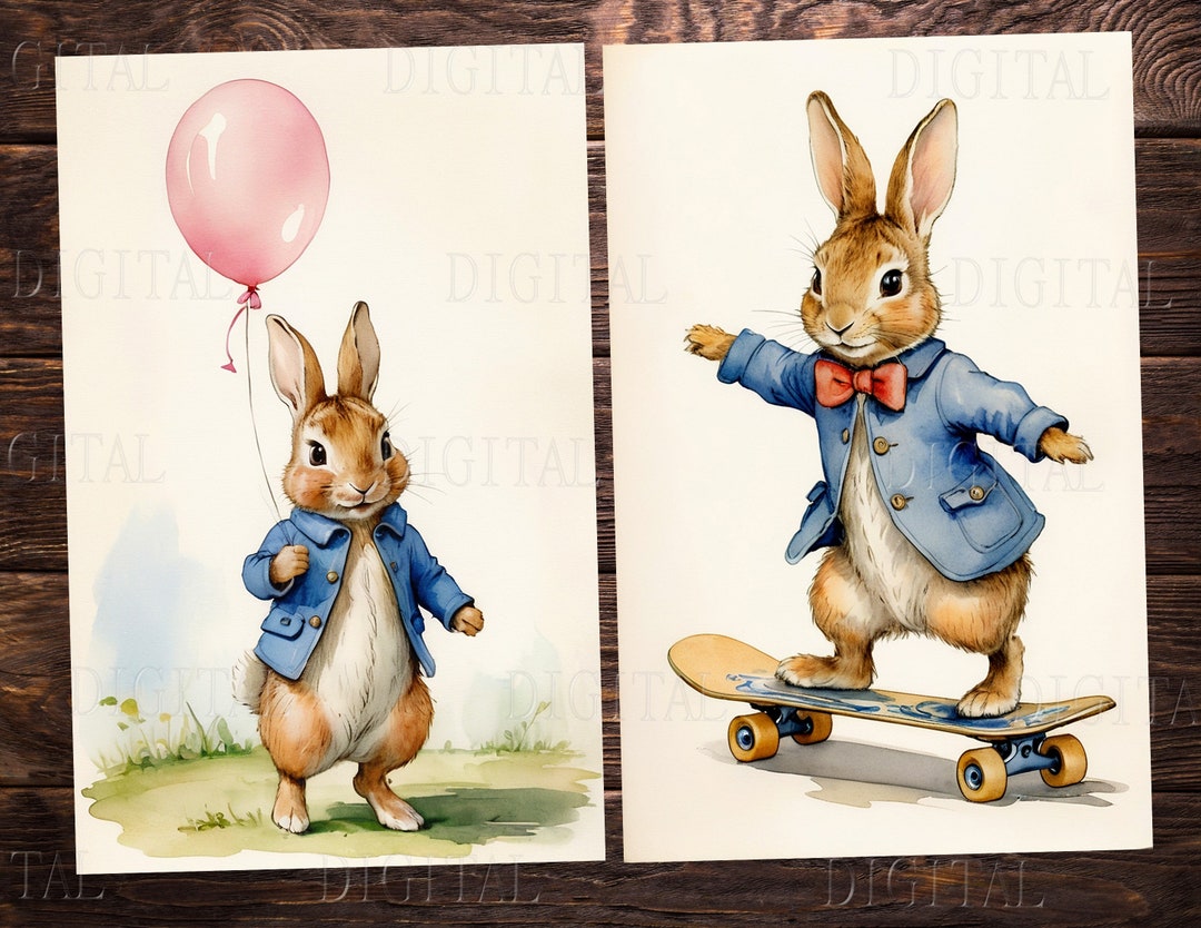 Peter Rabbit, 10 Half Pages, Junk Journal Paper, Beatrix Potter Style ...