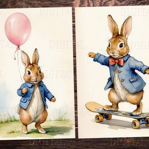 Peter Rabbit, 10 halbe Seiten, Junk Journal Papier, Beatrix Potter Stil, Scrapbook zum Ausdrucken, PDF