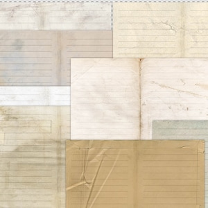 Pagine di diario stampabili, stile vintage, carta a righe, vista orizzontale, set da 8, download immediato