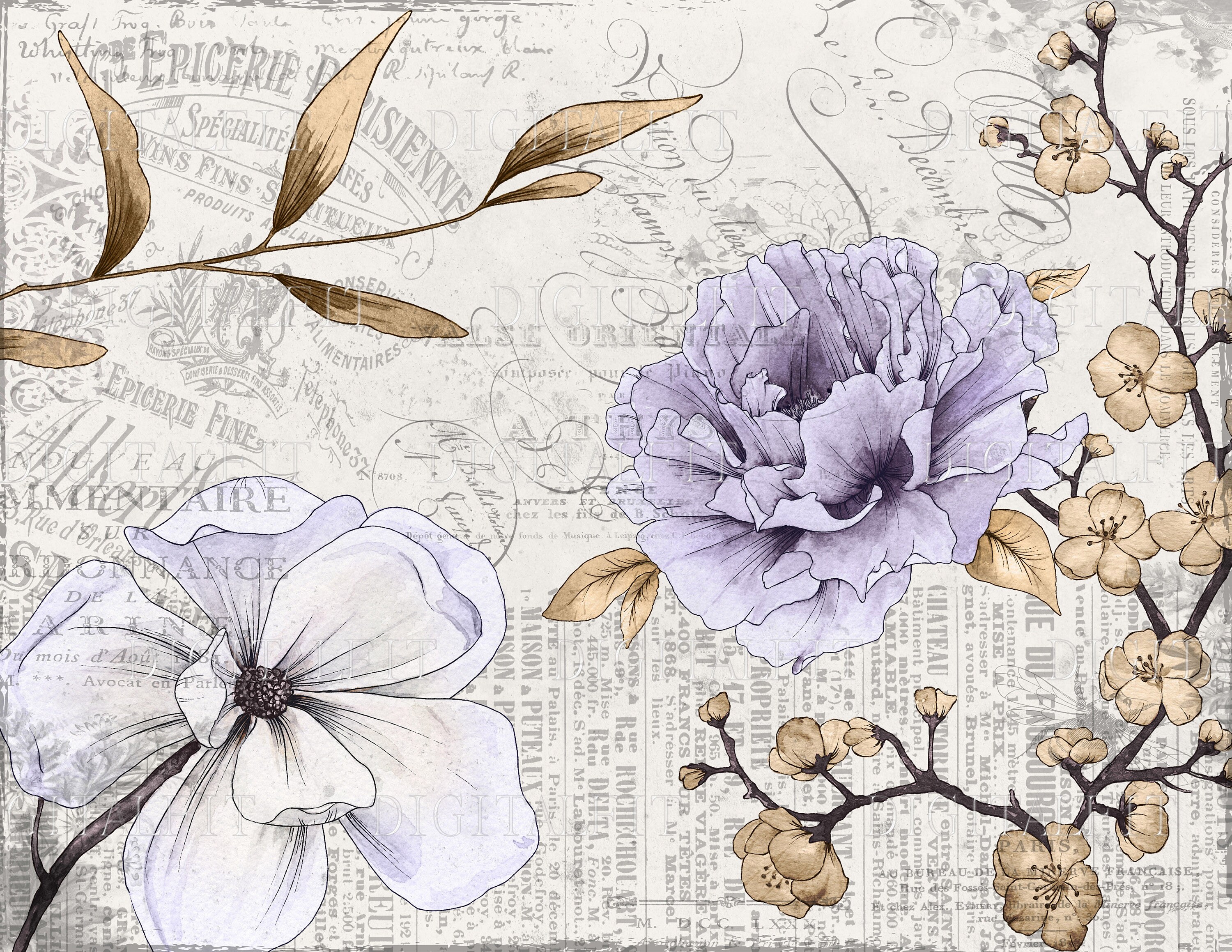 Junk Journal Pages, Amazing Flowers Digital Paper, 5 Printable pages 8.5 x 11