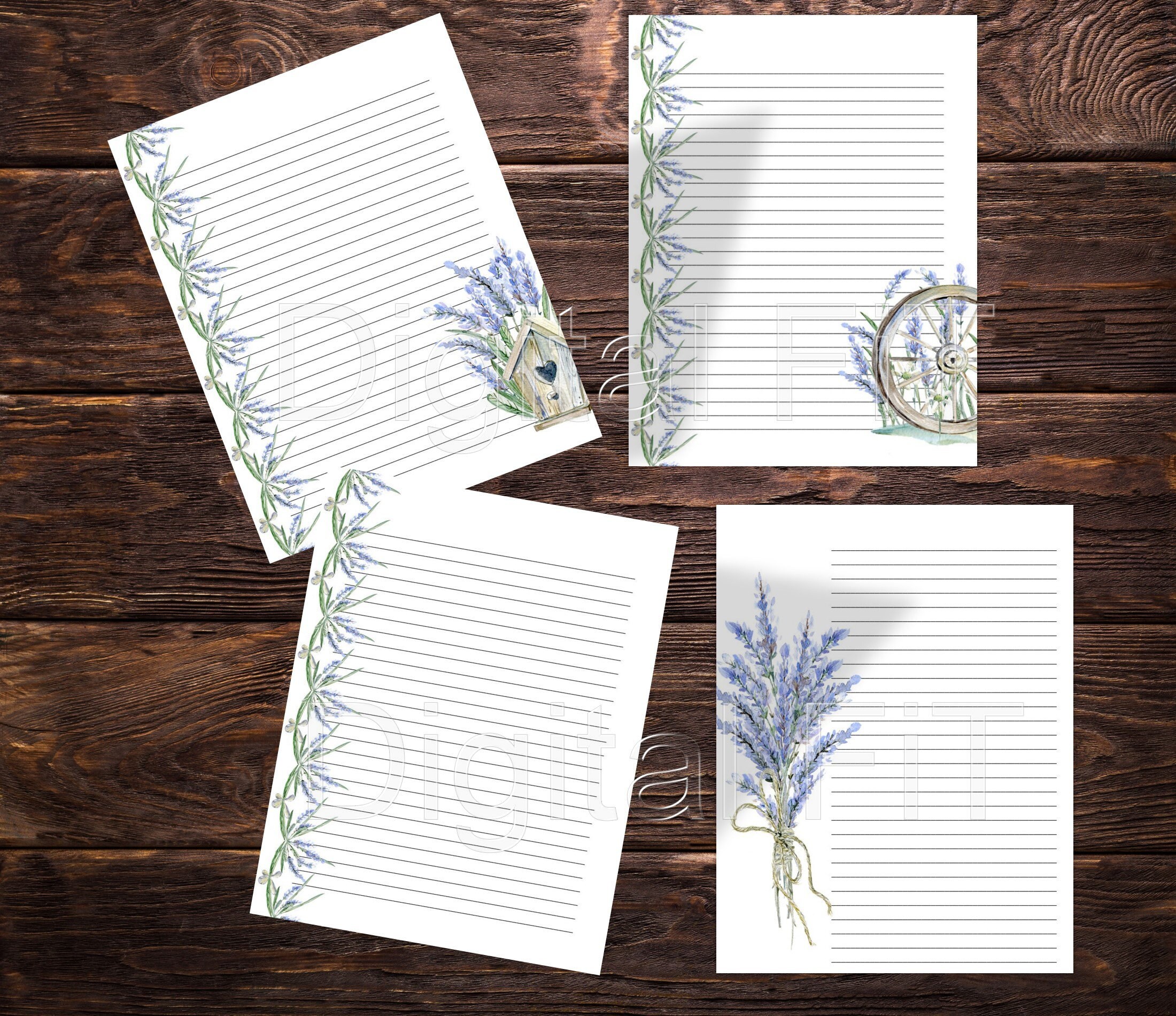 Lavender Digital Writing Paper 6 Pages 8.5x11 JPG PDF Etsy UK