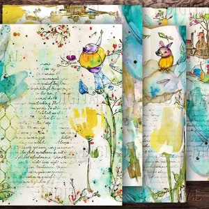 Druckbares Junk Journal Kit, digitaler Download, 11 Collage Blätter, Vintage Scrapbook Papier, digitale Collage Seiten, 8,5 x 11", PDF