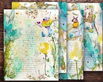 Vintage Scrapbooking Paper: Watercolor Junk Journal Kit (Digital Download)