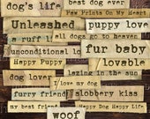 Printable Dog Words: Junk Journal Embellishments (JPG Digital Download)