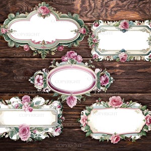 French Rose Labels, 30 Blank Junk Journal Labels, Fussy Cuts, Digital ...