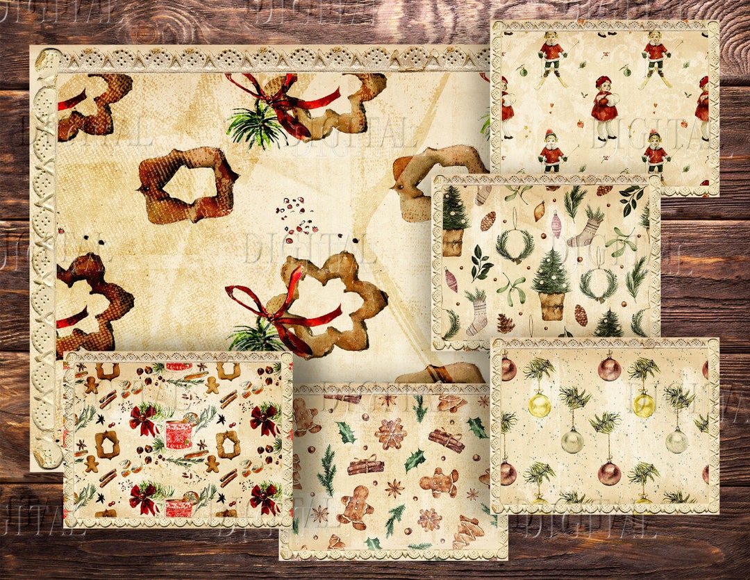 Christmas Backgrounds 10 Junk Journal Pages Instant - Etsy