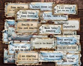 Inspirational Labels, 24 Fussy Cut Distressed Junk Journal Ephemera, Positive Quotes, PDF