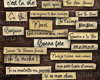 French Words Phrases Crafting Ephemera Mots Numeriques Etsy