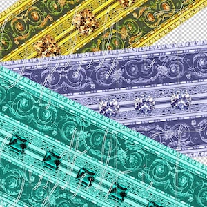 Digital Borders Clip Art -Digital Ribbon Clipart -Instant Download -Commercial Use-Rhinestones Diamonds Lace