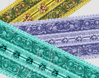 Digital Borders Clip Art -Digital Ribbon Clipart -Instant Download -Commercial Use-Rhinestones Diamonds Lace