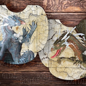 Dragon Ephemera,  29 Junk Journal Tags, Envelopes, Dragon Set, PDF