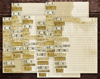 Lined Junk Journal Paper, 10 Portrait Format Pages, 8.5 x 11, Instant Download, PDF