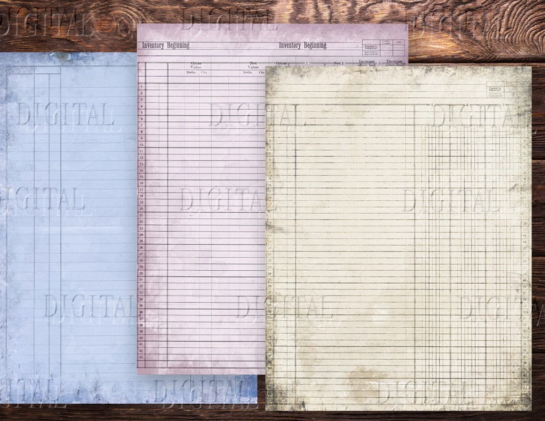 Printable Ledger Paper 15 Ledger Junk Journal Pages Old Etsy