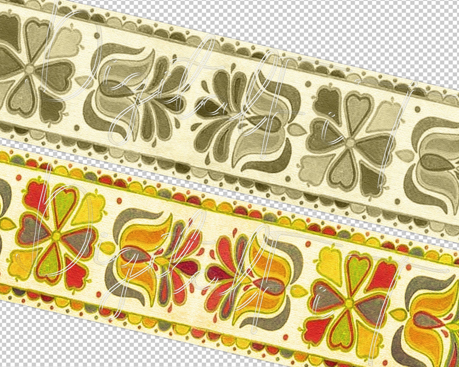 9 Vintage Digital Scrapbooking Ribbon Lace JPG Digital Files Etsy