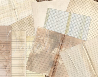 Grunge Notebook Paper, Lined Writing Paper, Grunge Junk Journal Printable, Graph Digital Paper, PDF