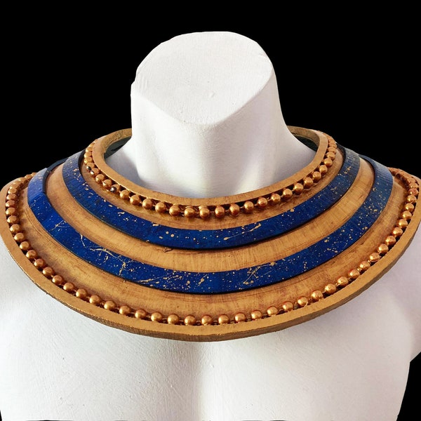 Ancient Egyptian Tutankhamun Usekh Collar - Faux Lapis-Lazuli - King Tut