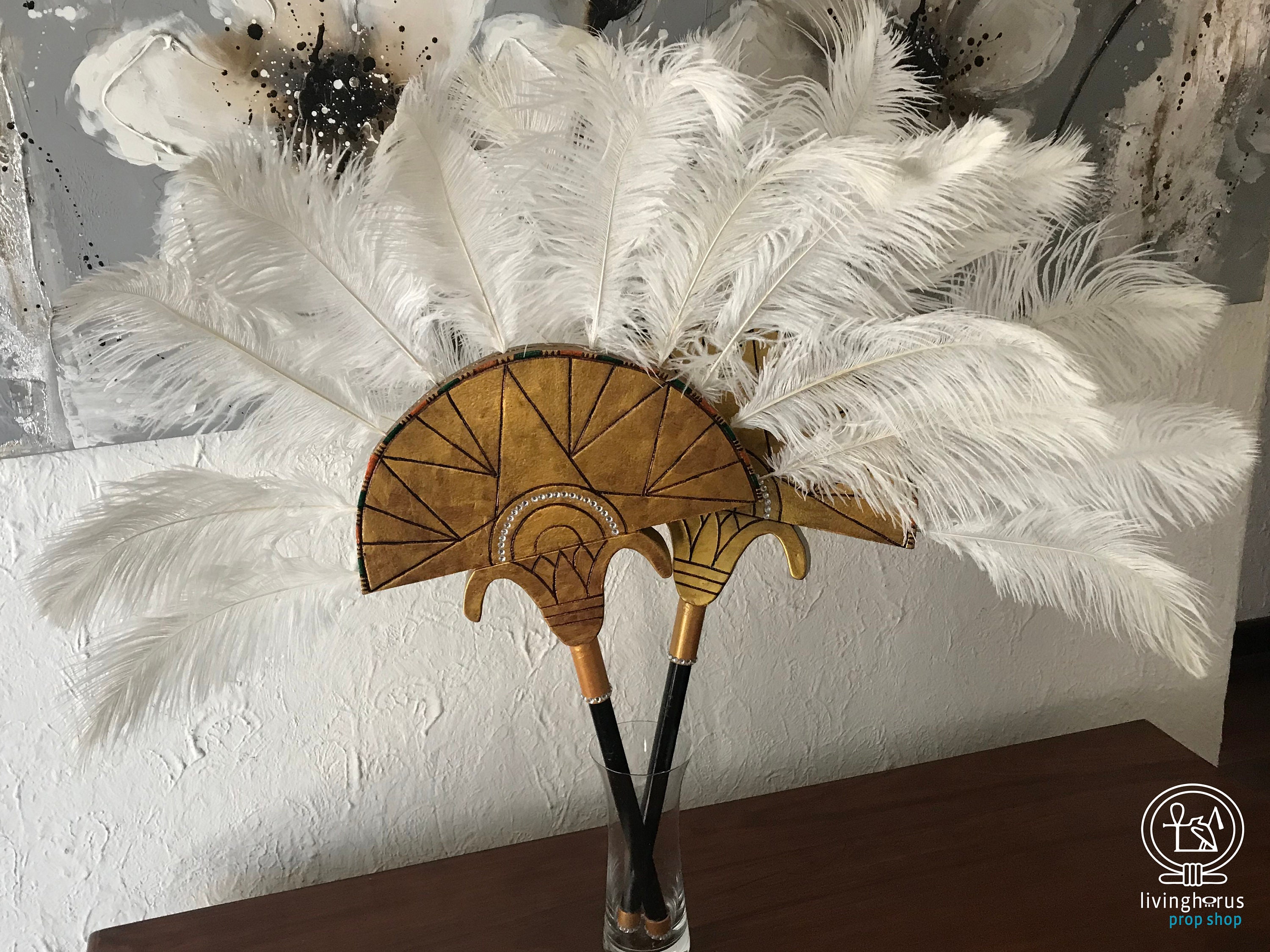 Ancient Egyptian Ostrich Feather Fans set of 2 - Etsy