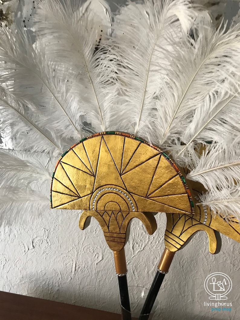 Ancient Egyptian Ostrich Feather Fans set of 2 Etsy