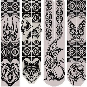pattern beaded gerdan in PDF format, scheme beaded necklace, Eagle, beading on the loom, bead weaving, bright geometric pattern
