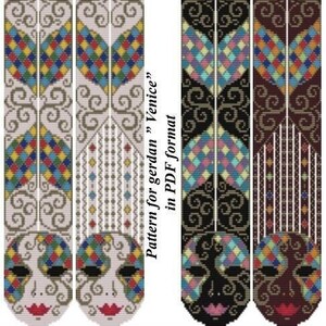 pattern beaded gerdan in PDF format, scheme beaded necklace, Venice, beading on the loom, bead weaving, bright geometric pattern