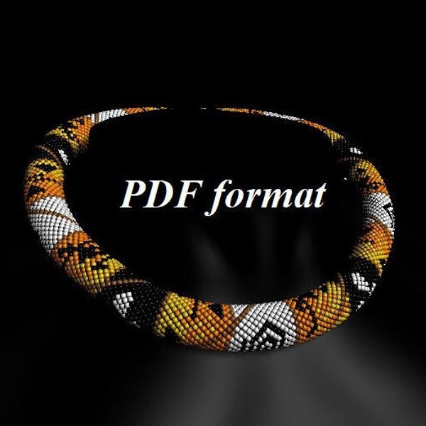 Pattern crocheted beaded necklace in PDF format, Bead necklace pattern, Rope from beads PDF, Africa to 18 beads