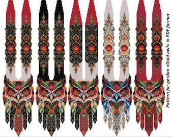 Gold Owl Gerdan Beading Pattern, Loom Bead Weaving (PDF Pattern)