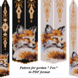 pattern beaded gerdan in PDF format, scheme beaded necklace,Fox, beading on the loom, bead weaving, bright geometric pattern