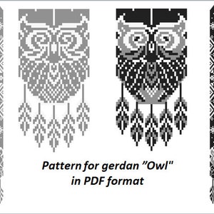 pattern beaded gerdan in PDF format, scheme beaded necklace, Owl, beading on the loom, bead weaving, bright geometric pattern